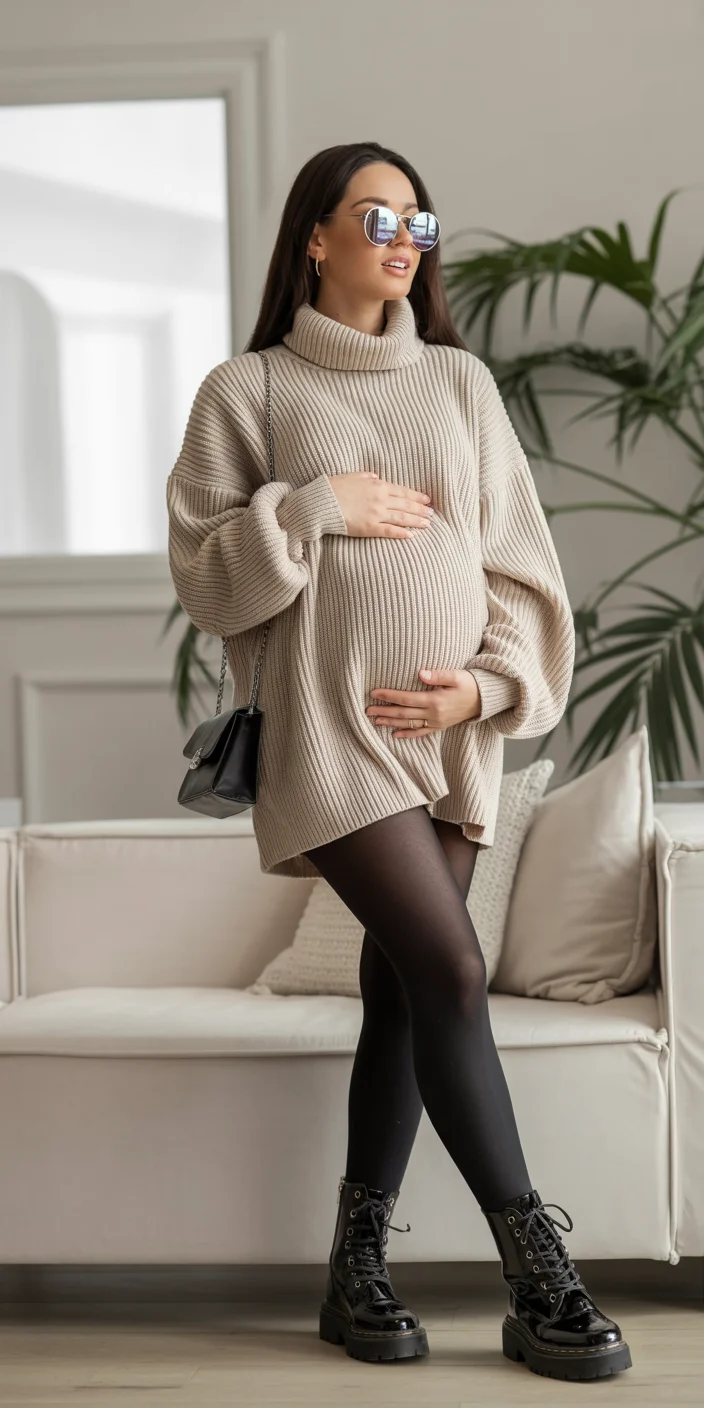 cute pregnancy outfits fall Oversized Turtleneck Sweaters That Feel Like A Cozy Blanket