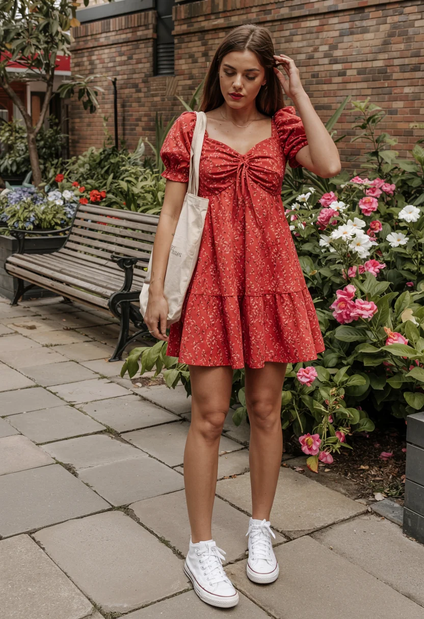 Early summer outfits 2026 Romantic Red Mini Dress for Sunny Days
