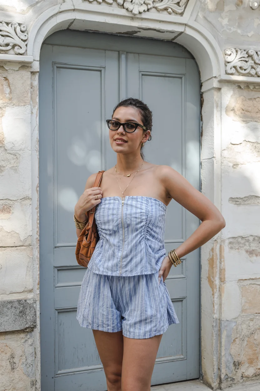 Early summer outfits 2026 Blue Stripes for Warm Weather Escapes