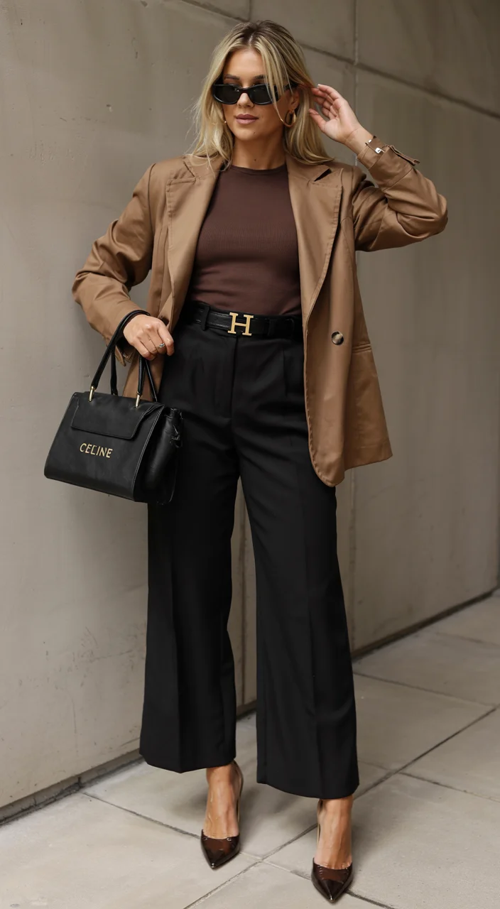 elegant fall office outfits 2026 Chocolate and Camel for Timeless Sophistication