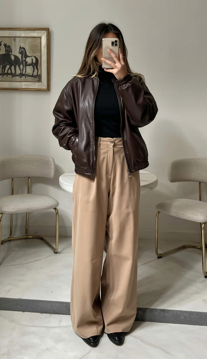 elegant fall office outfits 2026 Rich Brown Layers With Relaxed Tailoring
