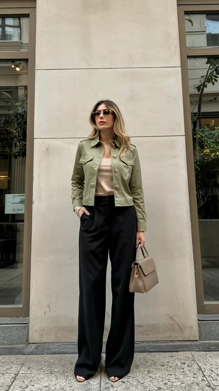 elegant fall office outfits 2026 Soft Olive and Black With Modern Minimalism