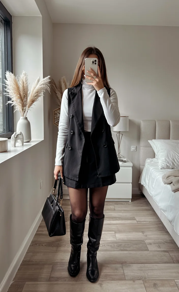 elegant fall office outfits 2026 Monochrome Layers With a Fashion Editor Feel