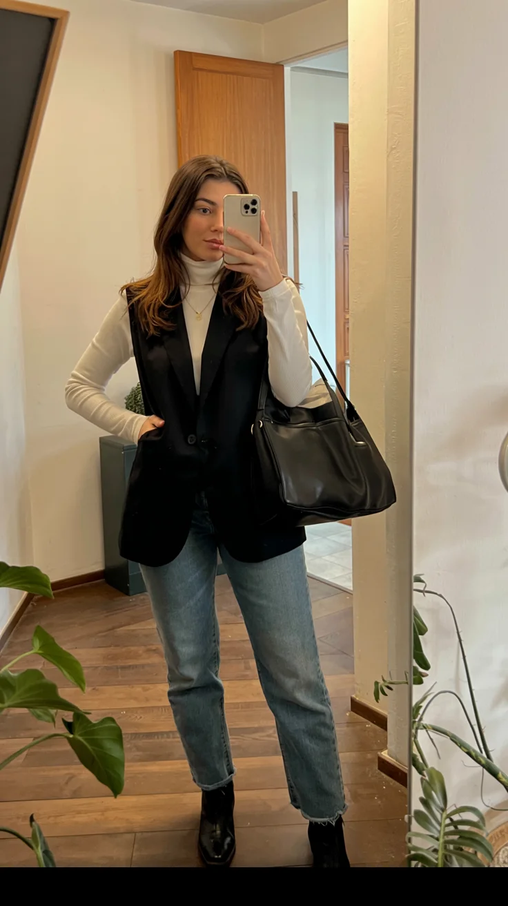 elegant fall office outfits 2026 The Vest and Denim Formula That Never Fails