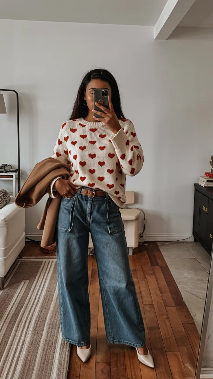 fall 2026 outfits for black women The Heart Print Sweater That Adds Personality to Fall Denim