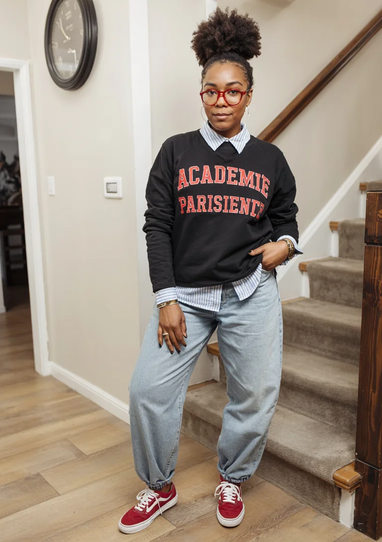 fall 2026 outfits for black women The Academic Sweatshirt Outfit That Makes Casual Dressing Look Smart