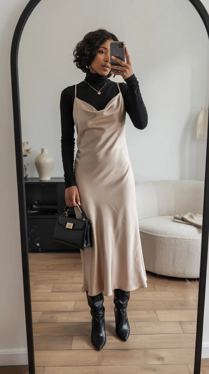 fall 2026 outfits for black women The Satin Slip Dress That Takes Fall Evenings to Another Level