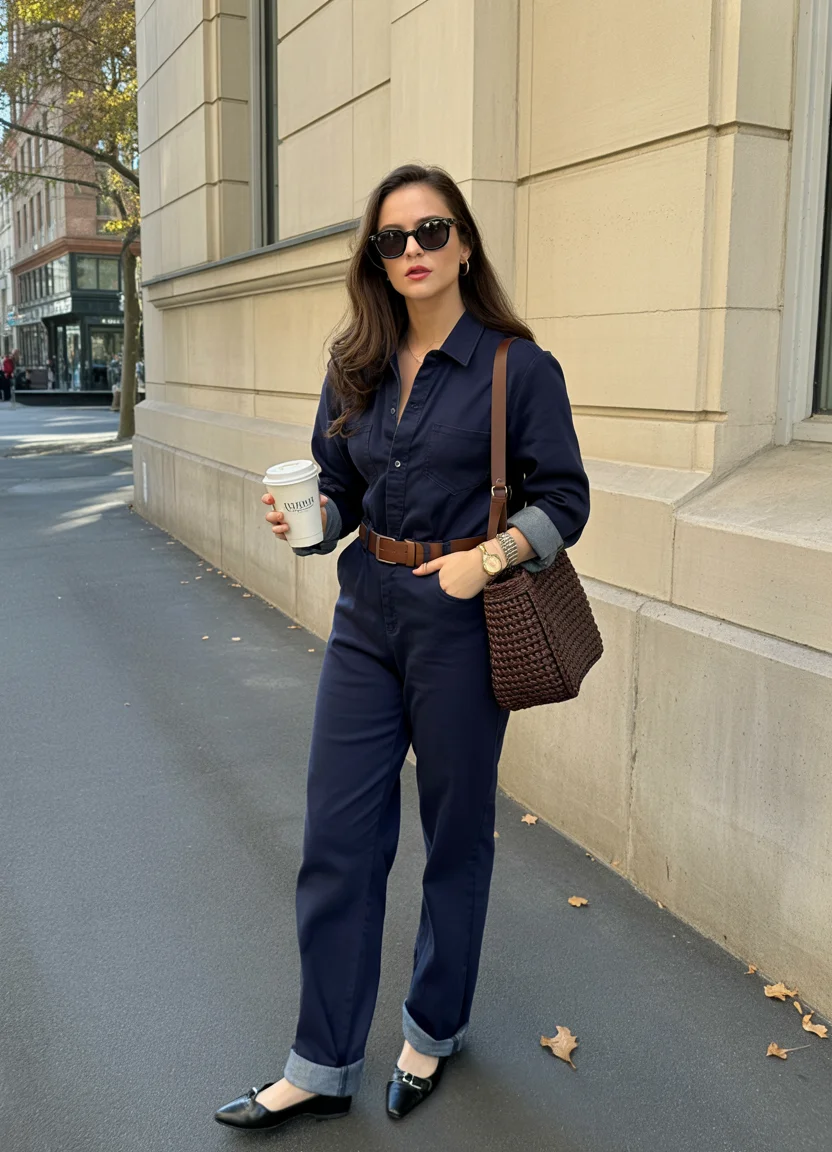 fall denim outfits for women 2026 Dark Denim Utility Style for Everyday Elegance
