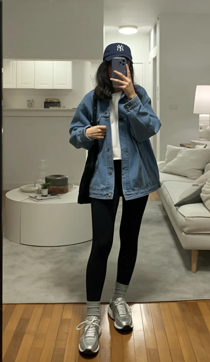 fall denim outfits for women 2026 Oversized Denim Jacket With Athleisure Comfort