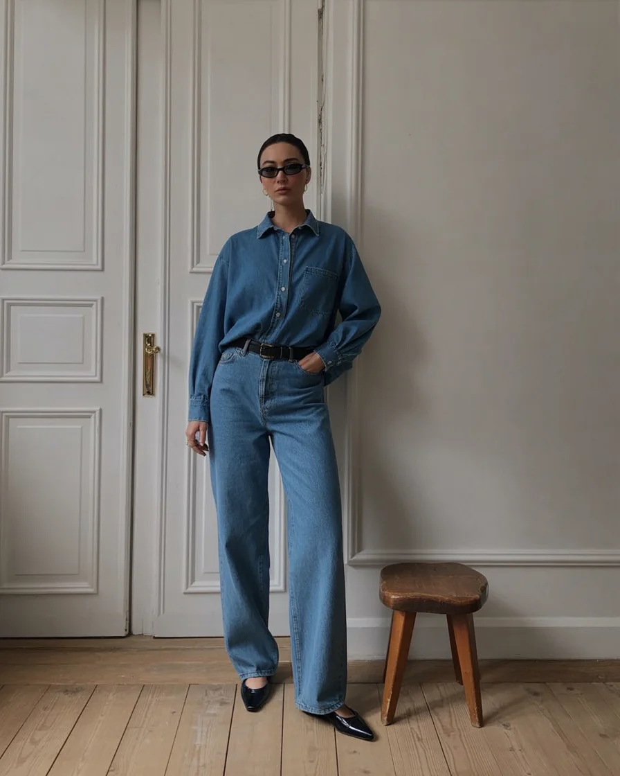 fall denim outfits for women 2026 Modern Canadian Tuxedo With a Soft Tailored Feel
