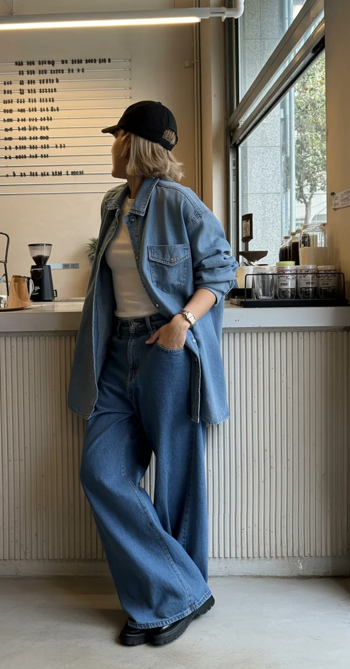 fall denim outfits for women 2026 Relaxed Denim Layers for Coffee Shop Mornings