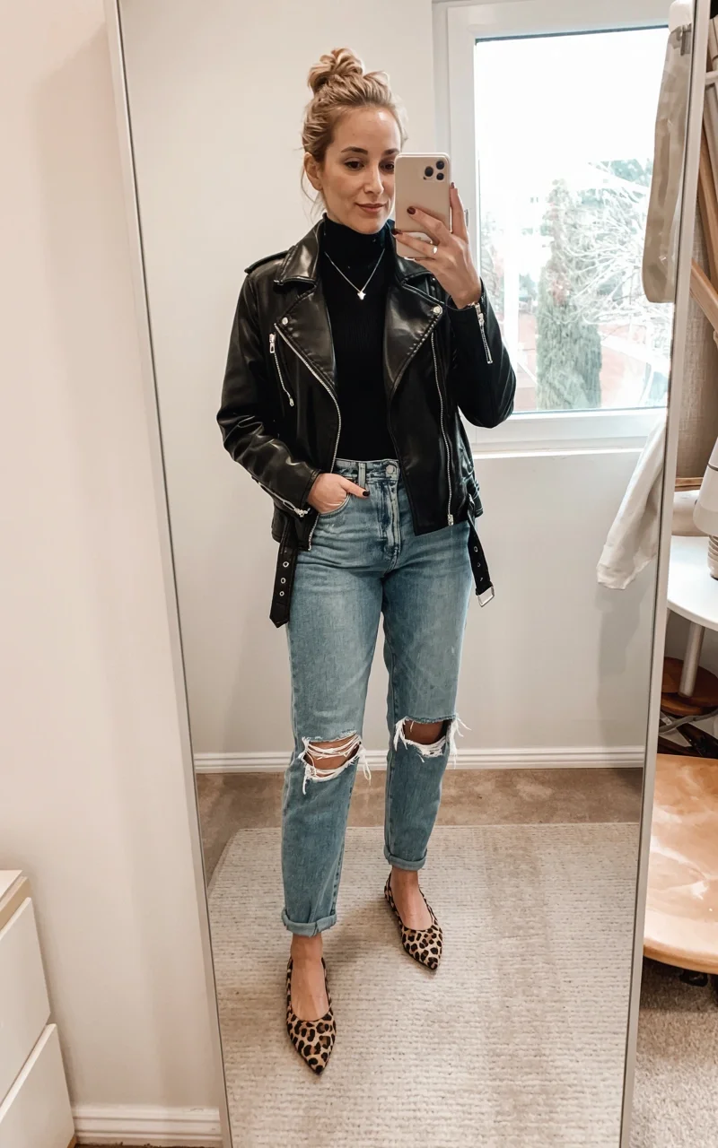 fall fashion for women over 40 Leather Edge With A Polished Finish