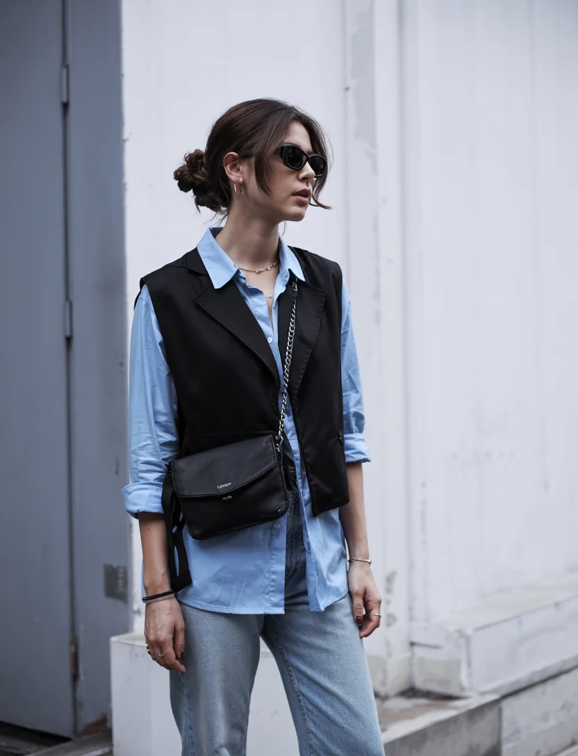 fall fashion trends for women Shirt Vest Layering for Transitional Days