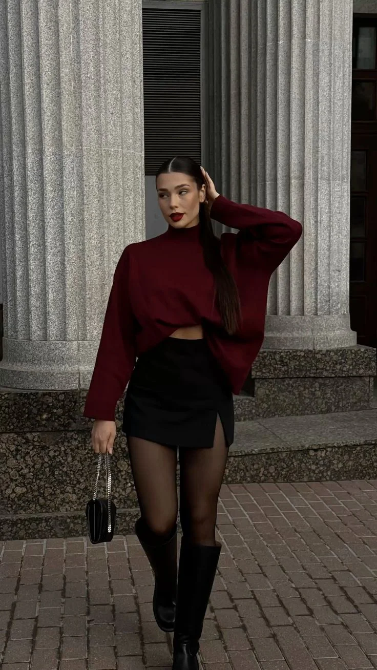 fall festival outfits dress to impress 2026 Deep Burgundy Sweaters That Celebrate Autumn Colors