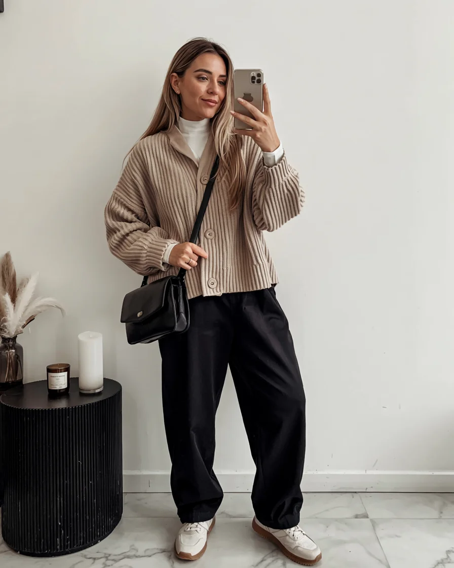 fall office outfits for women 2026 Cozy Cardigans and Relaxed Workday Comfort