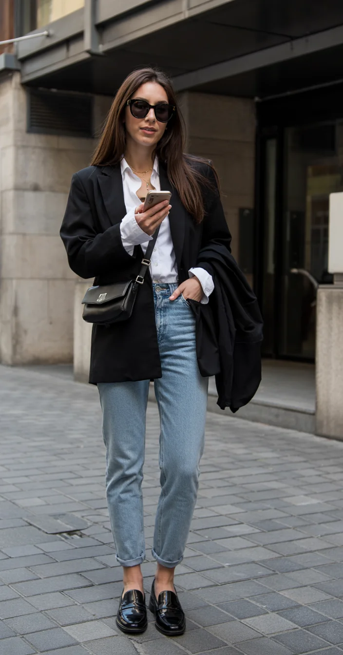 fall office outfits for women 2026 The Classic Blazer and Denim Formula That Never Fails