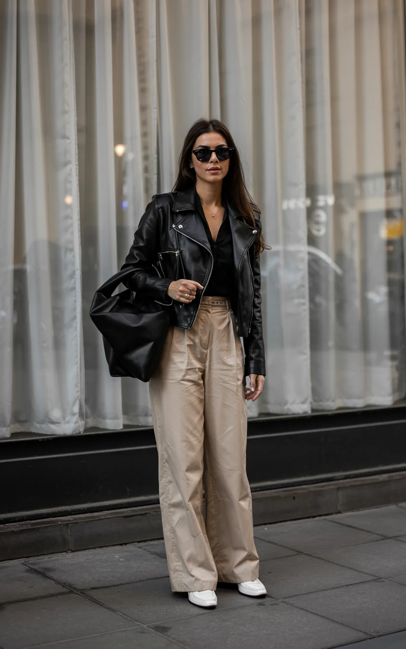 fall office outfits for women 2026 Leather Jacket Confidence for Modern Office Style