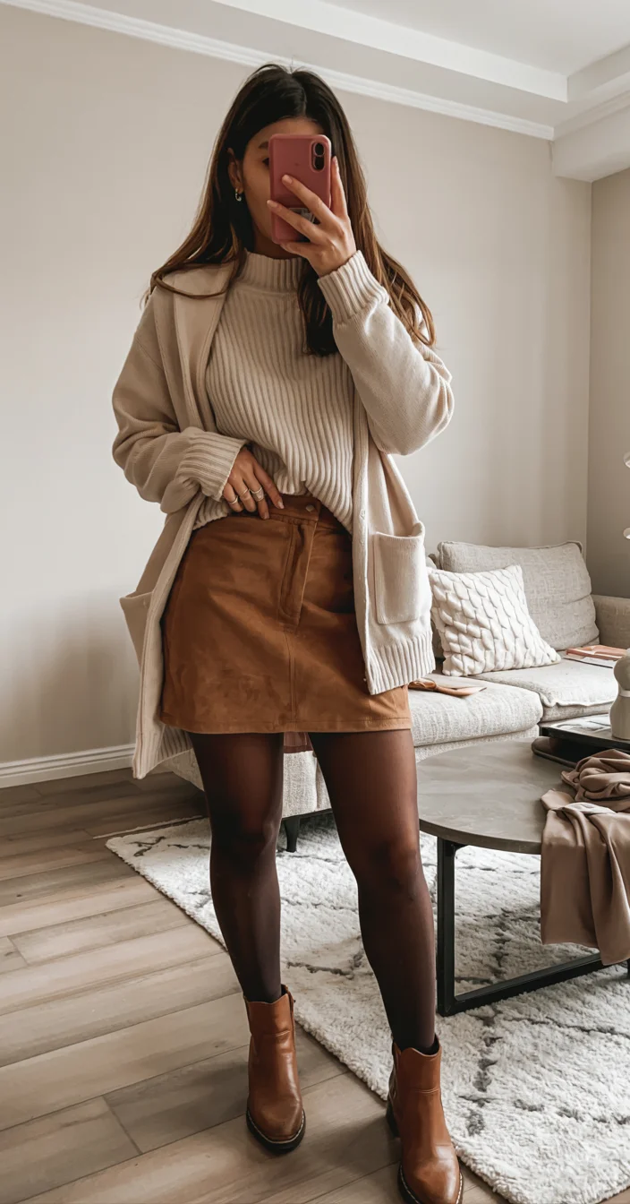 fall outfits for big busted women 2026 cozy neutrals with autumn textures