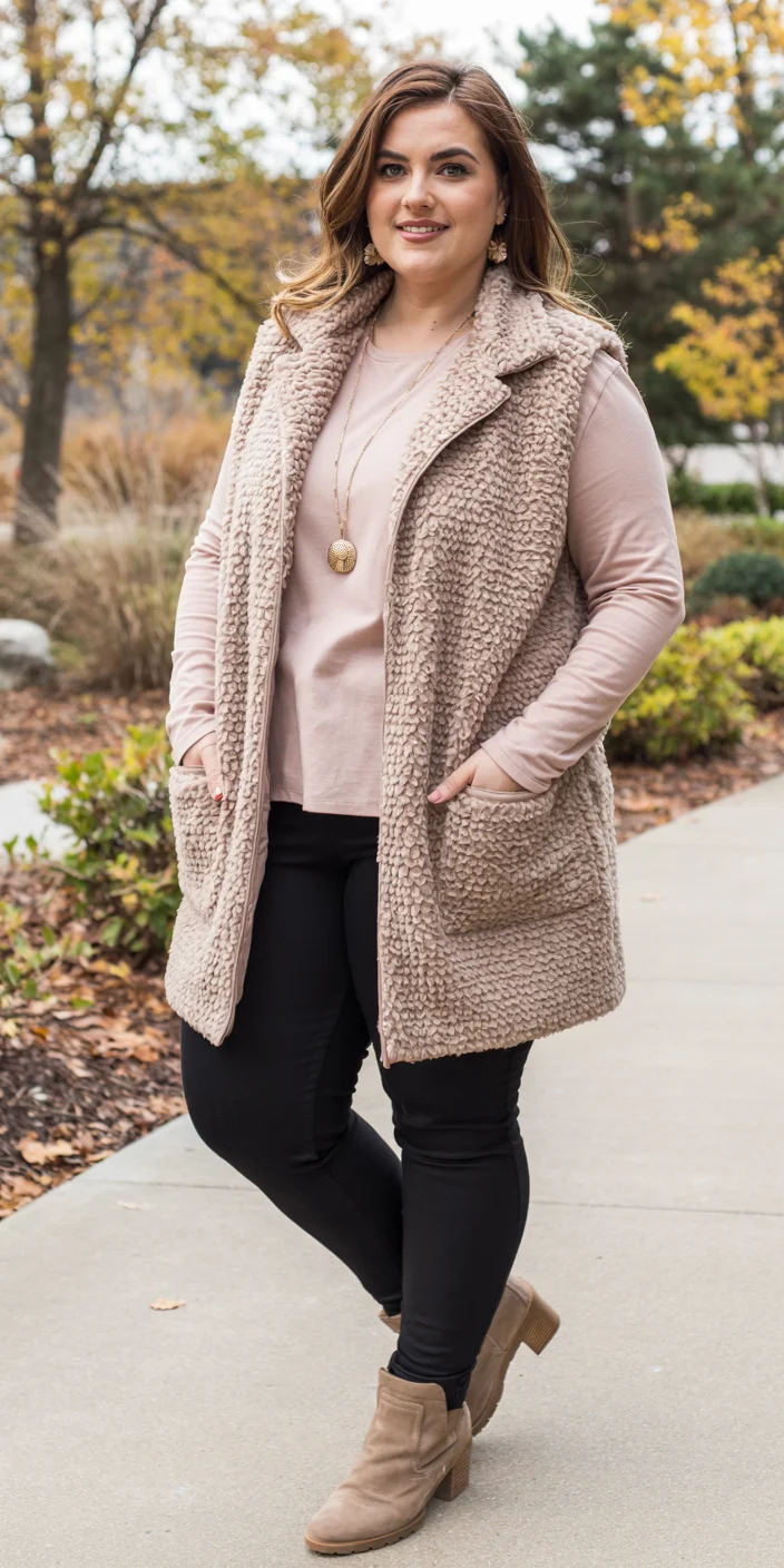 fall outfits for plus size women 2026 Textured Vest for Cozy Autumn Days