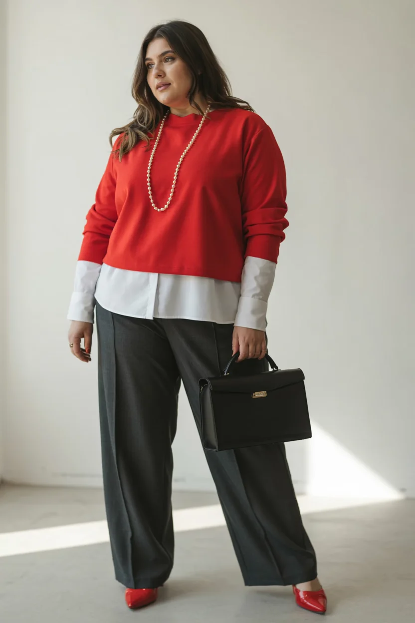 fall outfits for plus size women 2026 Bold Color Meets Modern Office Style