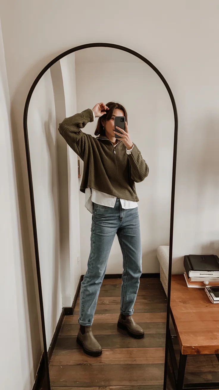 fall outfits for women in 30s style 2026 olive layered casual look