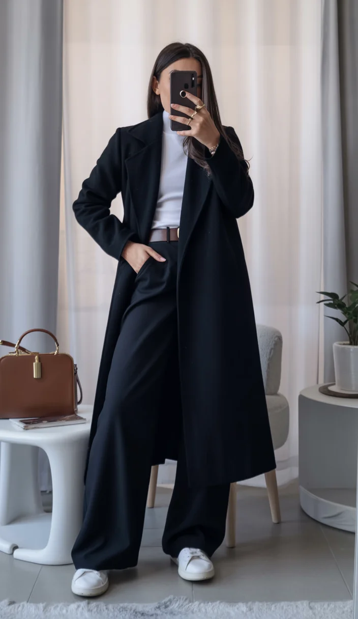 fall outfits with coat 2026 The Power of Black and White Simplicity