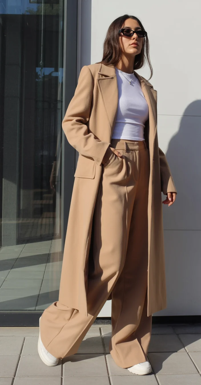 fall outfits with coat 2026 Monochrome Camel for a Modern Power Look