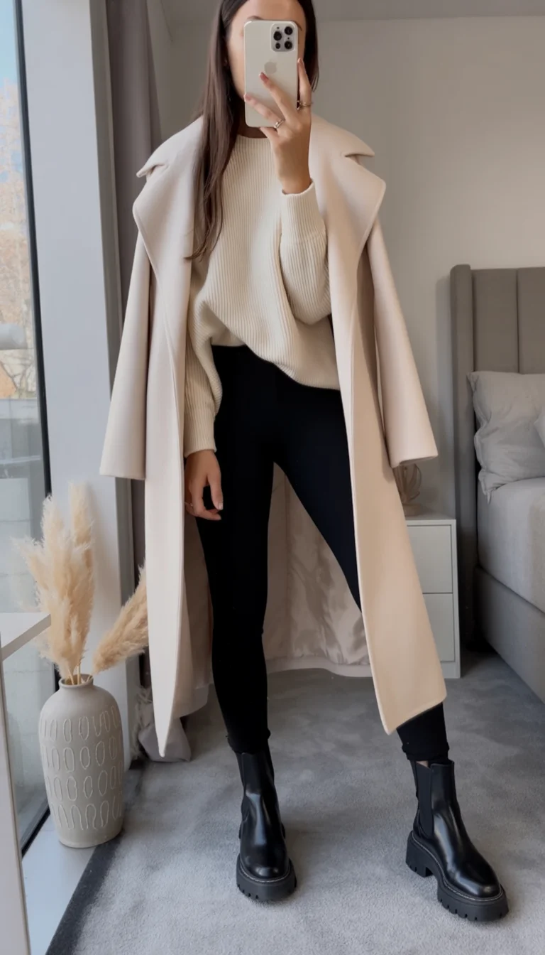 fall outfits with coat 2026 Soft Cream Layers for Cold Weather Comfort