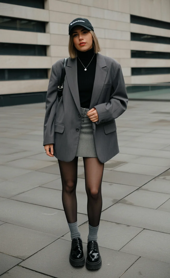 fall outfits with coat 2026 Playful Tailoring with a Modern Mini Skirt