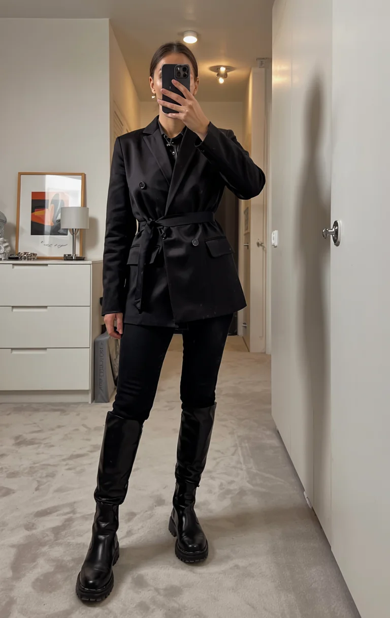 fall outfits with coat 2026 All Black with a Tailored Edge