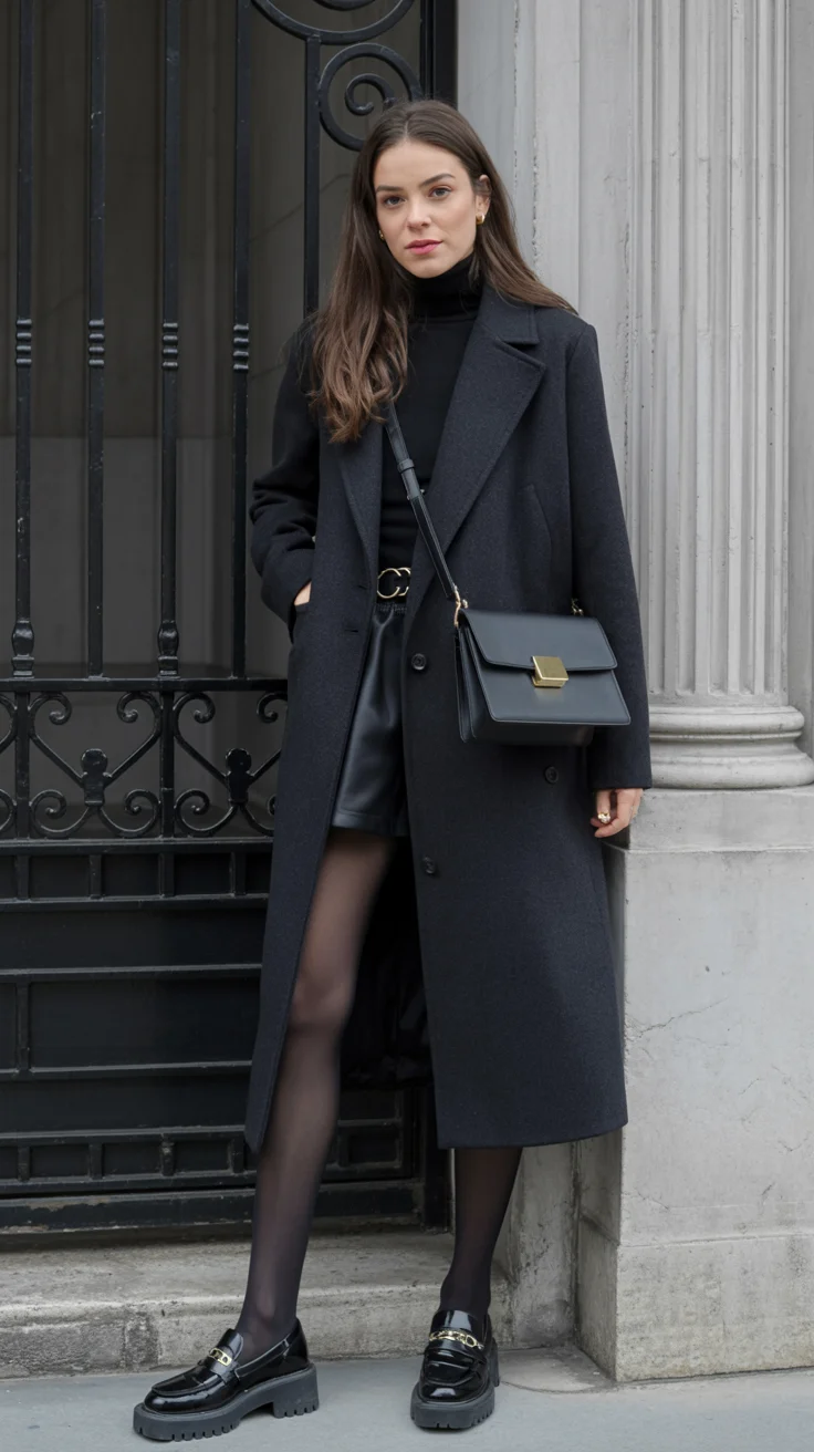 fall outfits with coat 2026 Modern Parisian Influence in Black