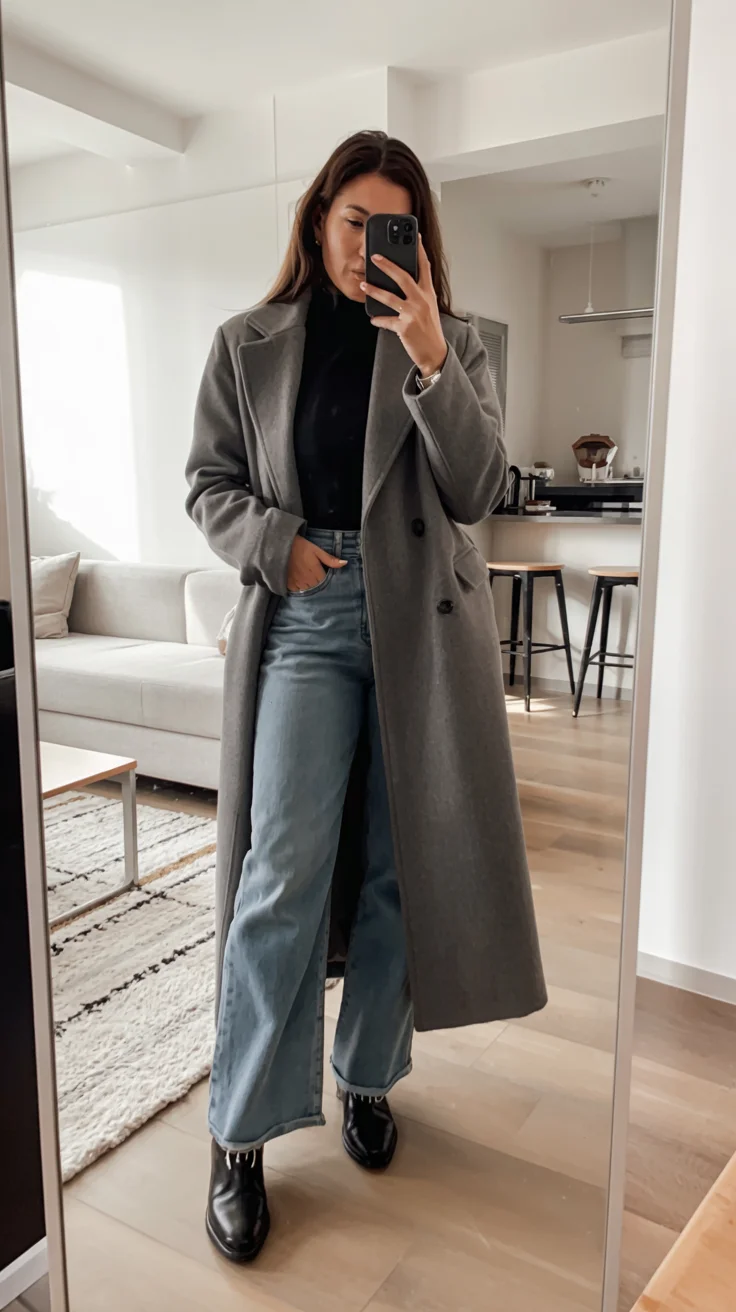 fall outfits with coat 2026 Grey Coats and Denim That Never Fail