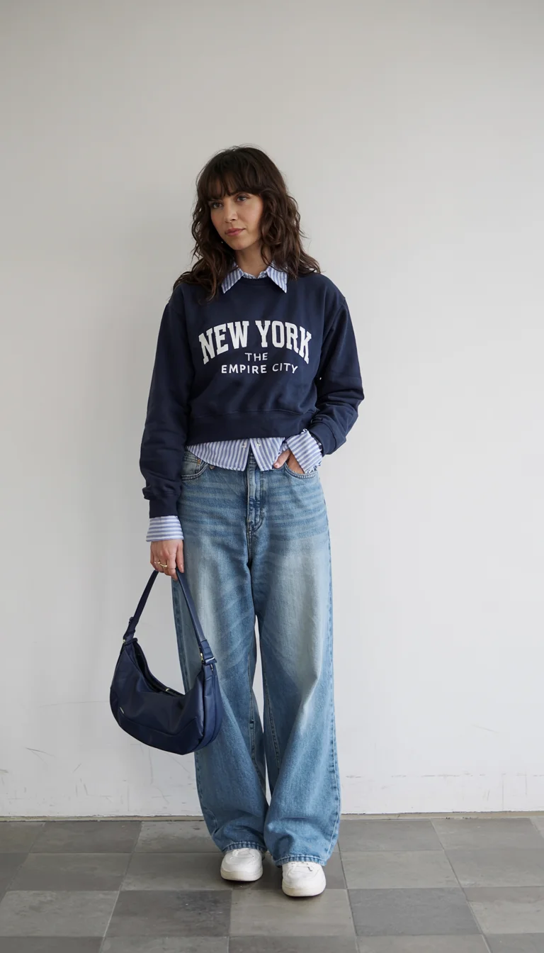 fall outfits with jeans 2026 Preppy Sweatshirt Layers With Relaxed Denim