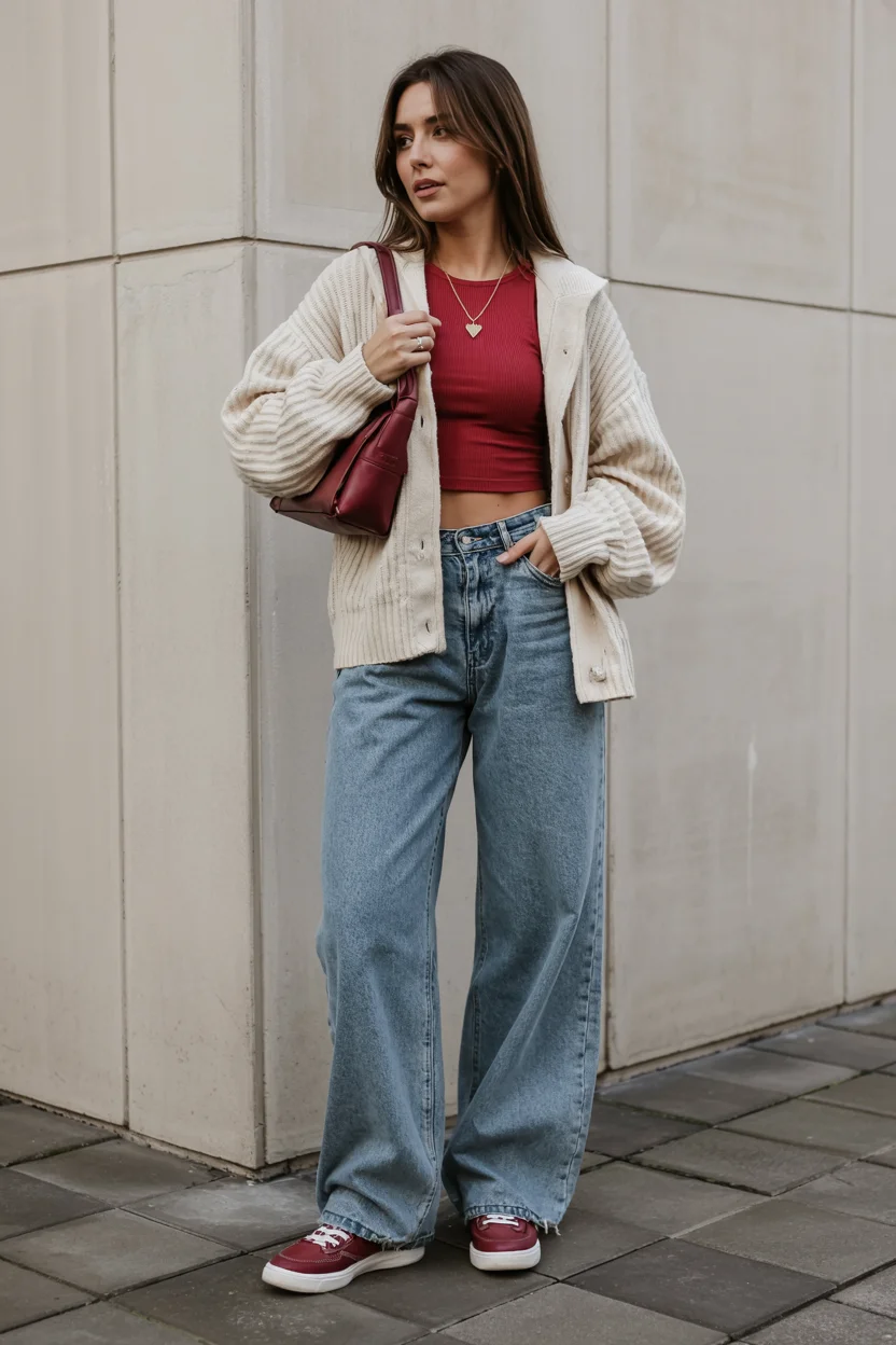 fall outfits with jeans 2026 Cozy Cardigan Energy With A Sporty Twist