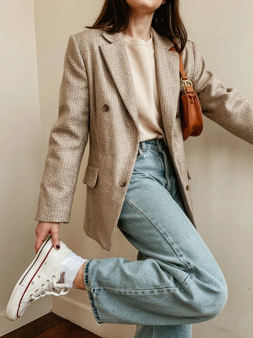 fall outfits with jeans 2026 Tailored Blazer And Sneakers For Modern Fall Dressing