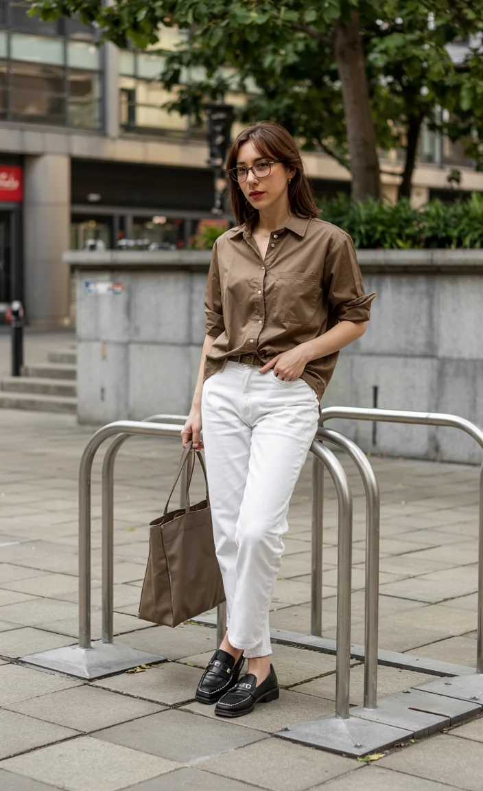 fall outfits with jeans 2026 Minimalist White Denim With Rich Earth Tones