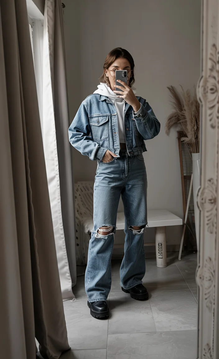fall outfits with jeans 2026 Denim Jacket and Hoodie Street Style
