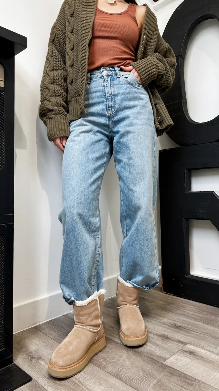 fall outfits with jeans 2026 Warm Neutrals And Uggs For Easy Fall Comfort