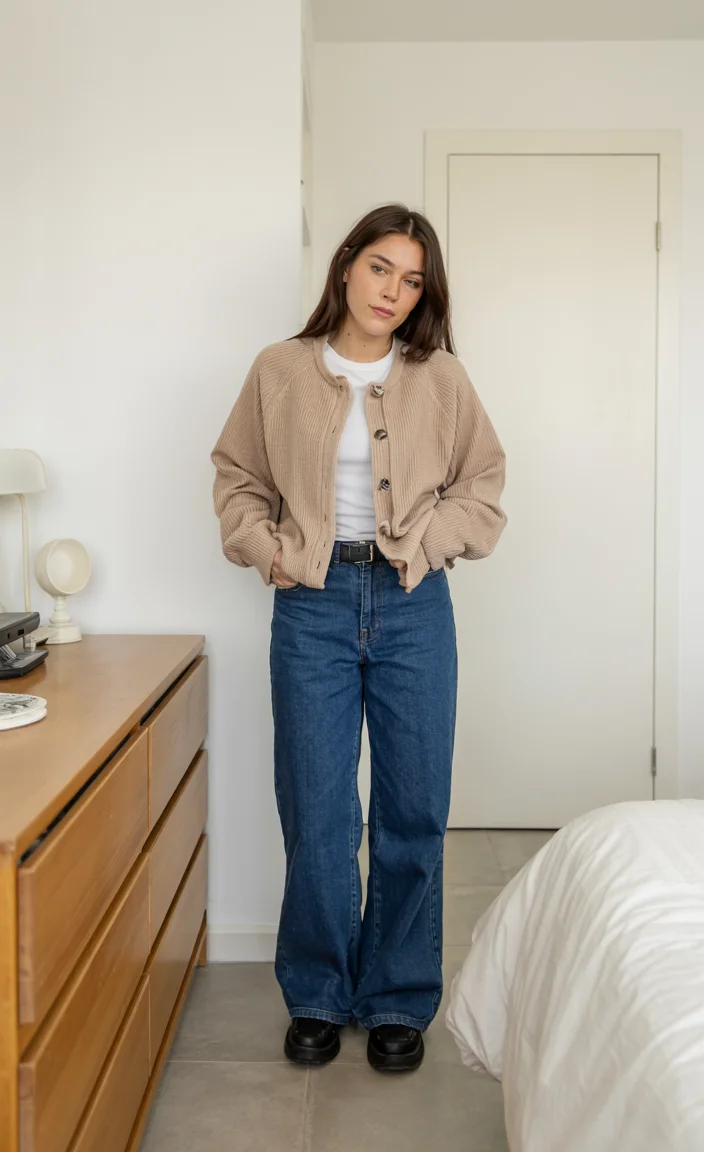 fall outfits with jeans 2026 Soft Neutrals and Dark Wash Denim