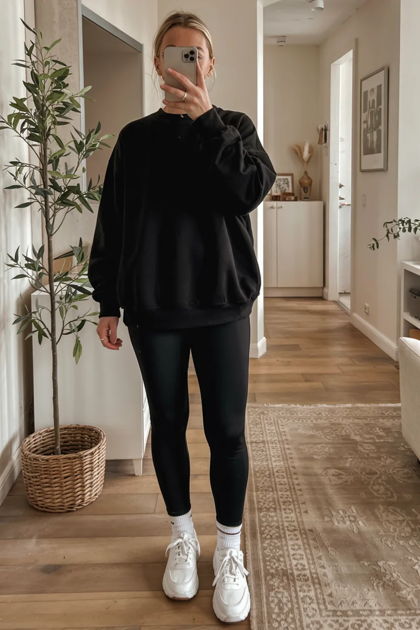 fall outfits with leggings 2026 The Ultimate Oversized Sweatshirt Uniform