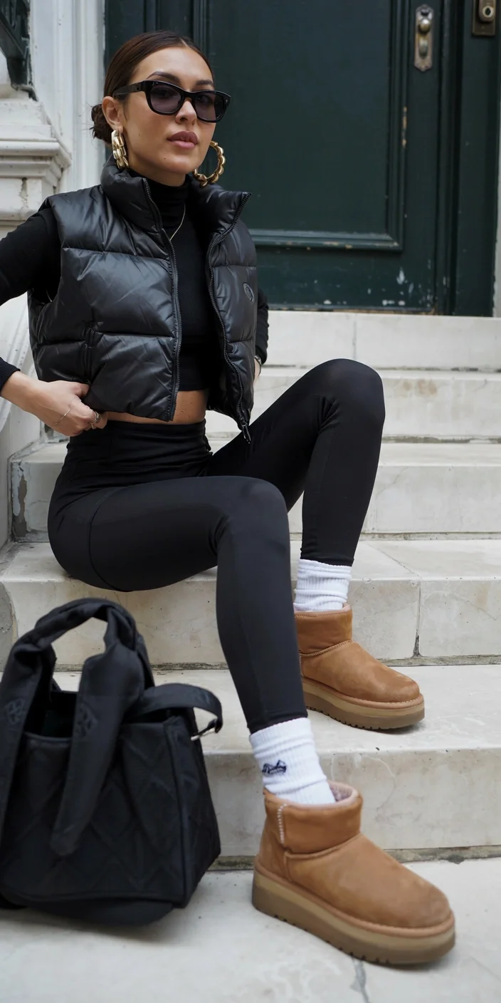fall outfits with leggings and boots 2026 Sporty Baddie Energy With Cozy Autumn Footwear
