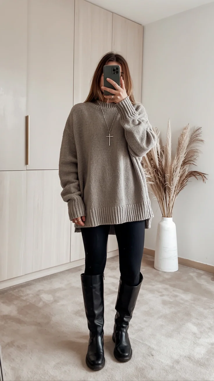 fall outfits with leggings and boots 2026 Oversized Knitwear That Feels Like Fall Wrapped In A Blanket