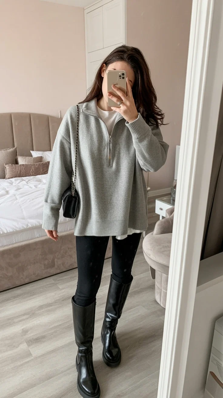 fall outfits with leggings and boots 2026 Relaxed Weekend Neutrals That Still Look Polished