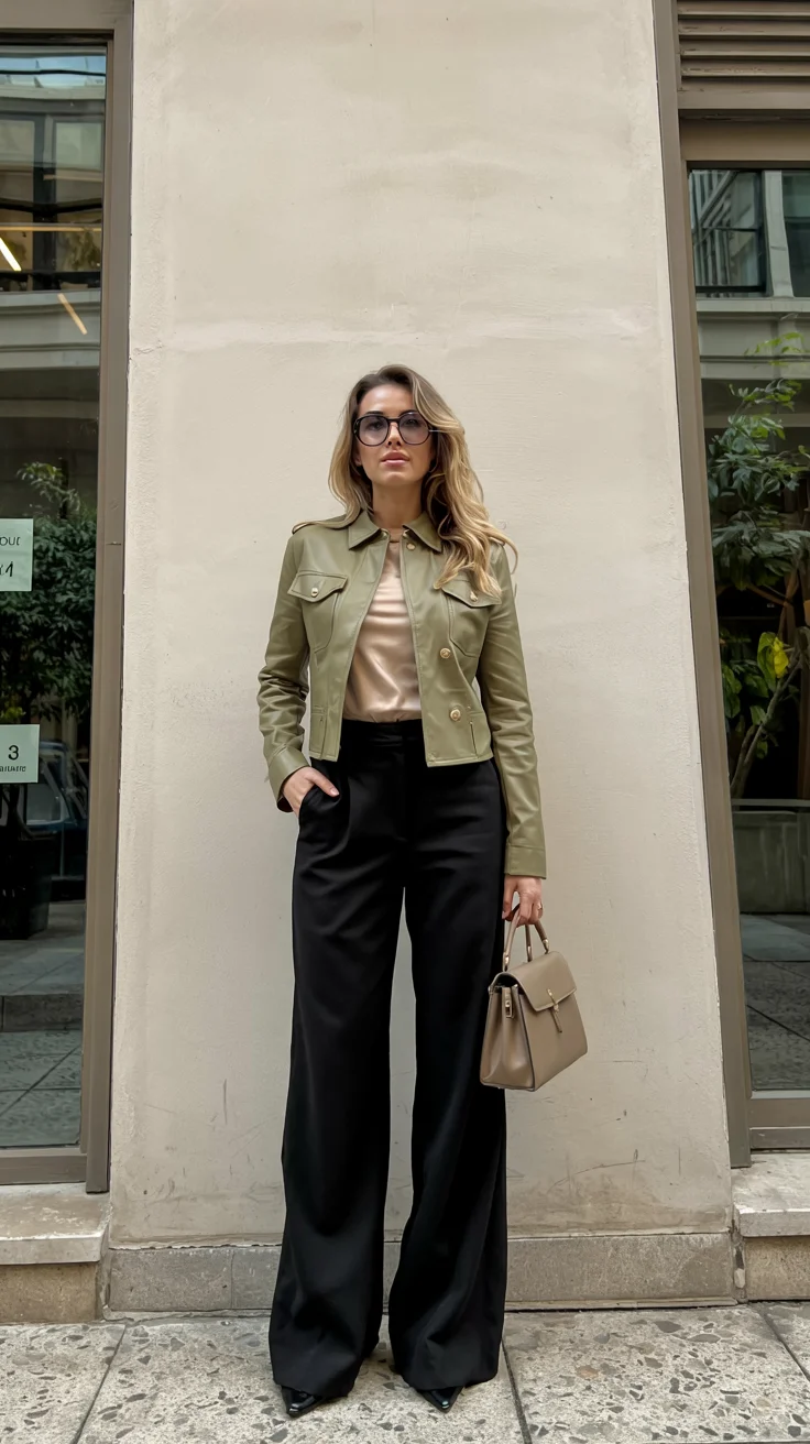 fall outfits with pants 2026 Sharp contrast with an elevated street look