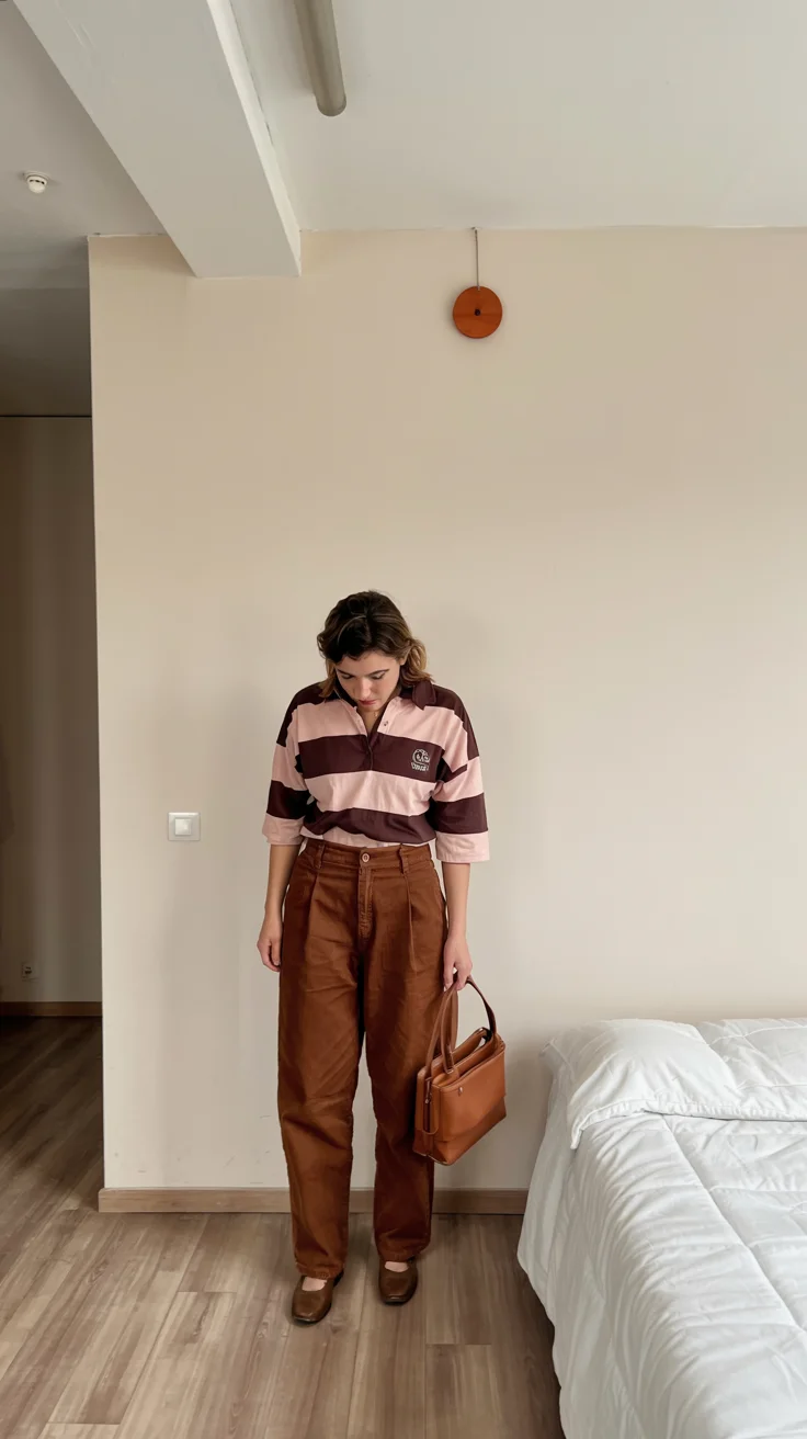 fall outfits with pants 2026 Chocolate brown trousers with vintage-inspired charm