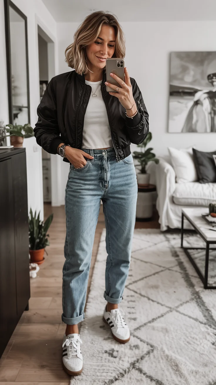 fall outfits with sneakers and jeans 2026 casual indoor denim