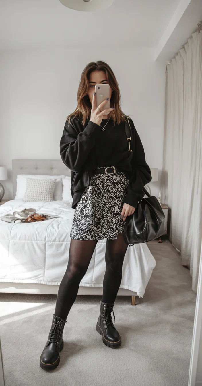 fall outfits with tights and skirt 2026 Relaxed layers with an easy weekend attitude