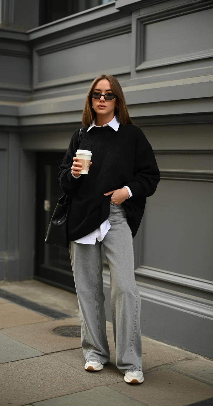 fall pants outfits for women 2026 Grey Pants and Sharp City Layers