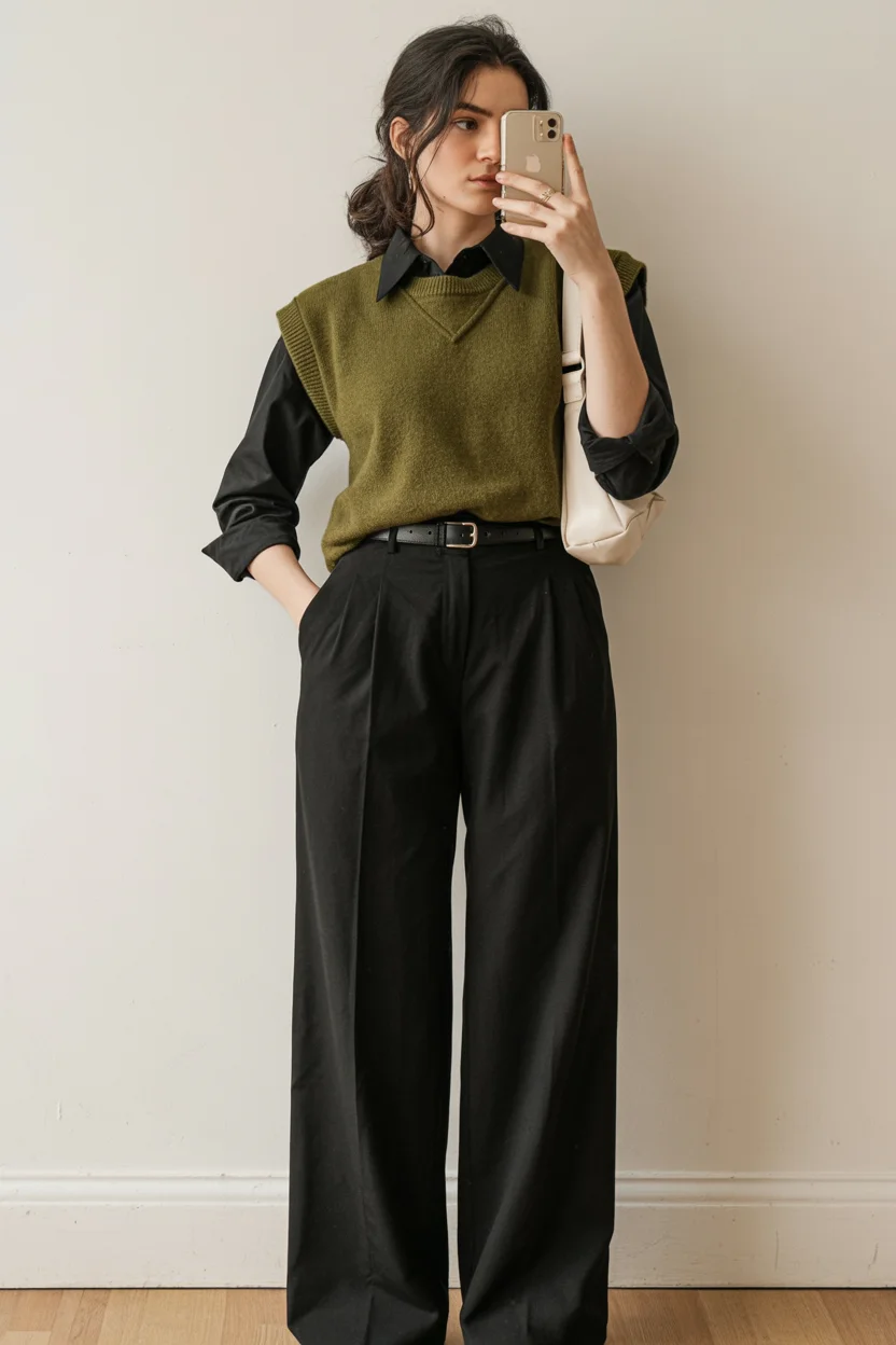 fall smart casual work outfits Layered earth tones that make fall feel very now