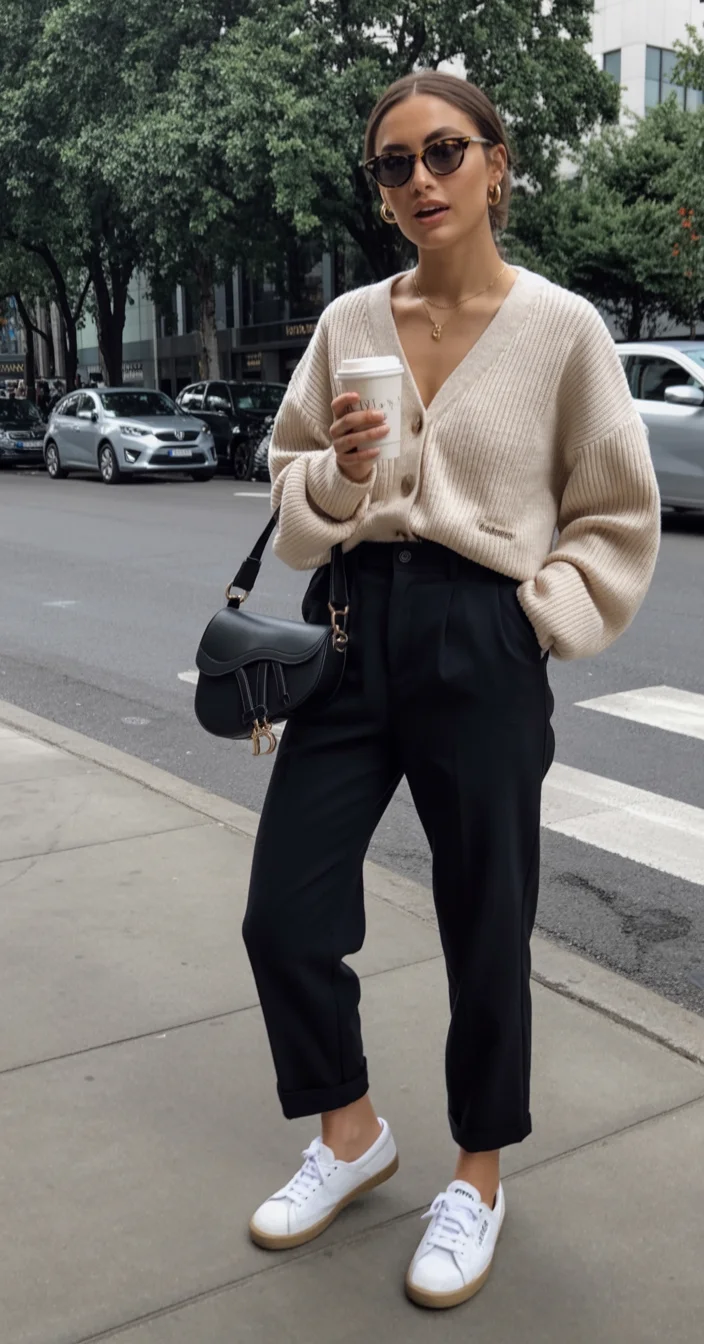 fall smart casual work outfits Cozy cardigan elegance for everyday office life